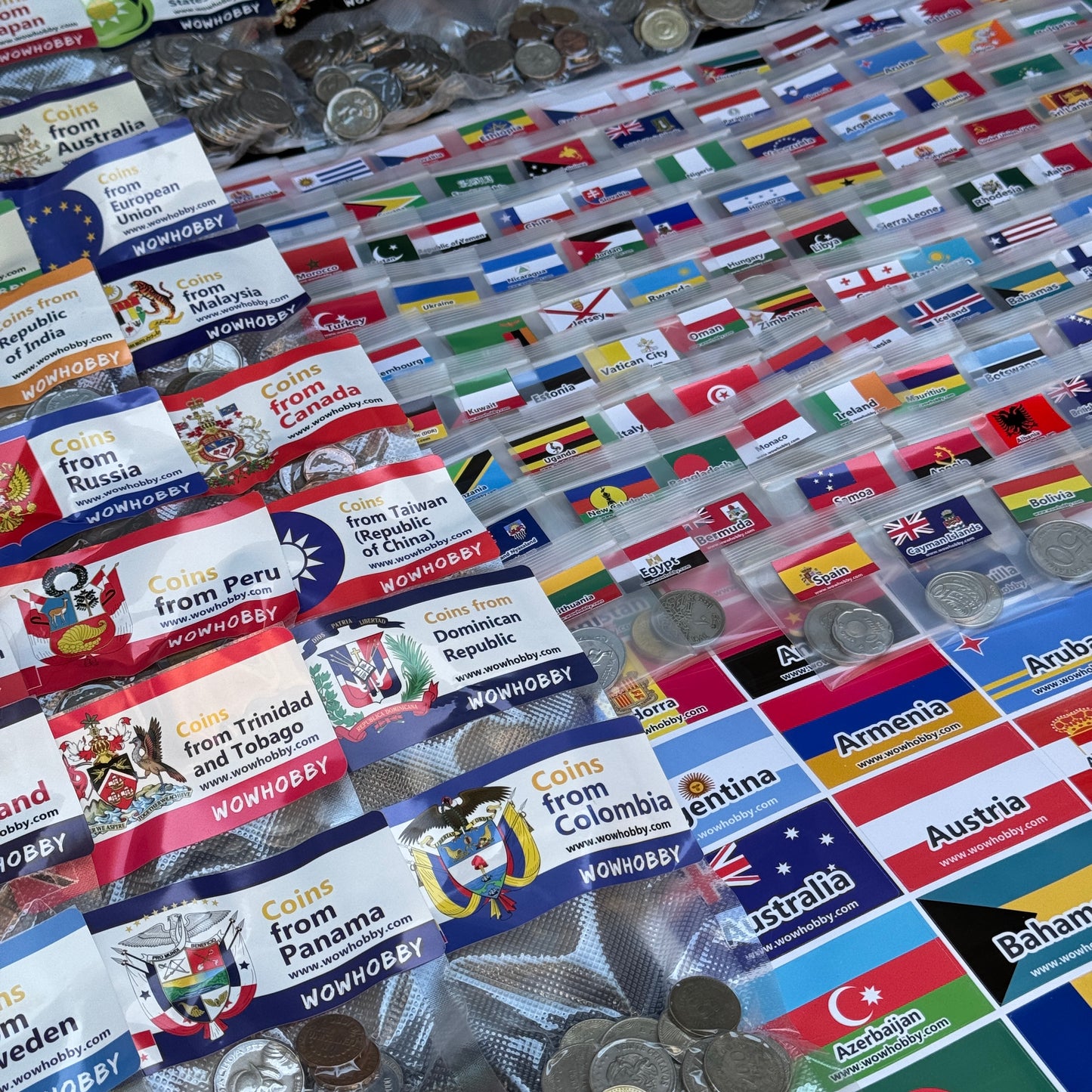 500-2000 World Coins – Organized by Country (Some Repeats)