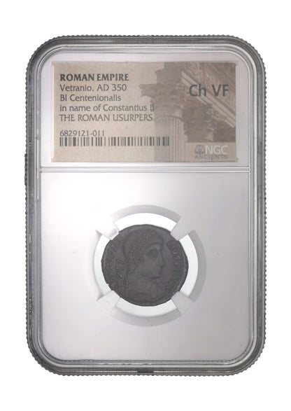 Vetranio Roman AE (AD 350) Issued in the Name of Constantius II NGC