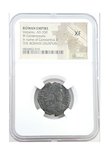 Vetranio Roman AE (AD 350) Issued in the Name of Constantius II NGC