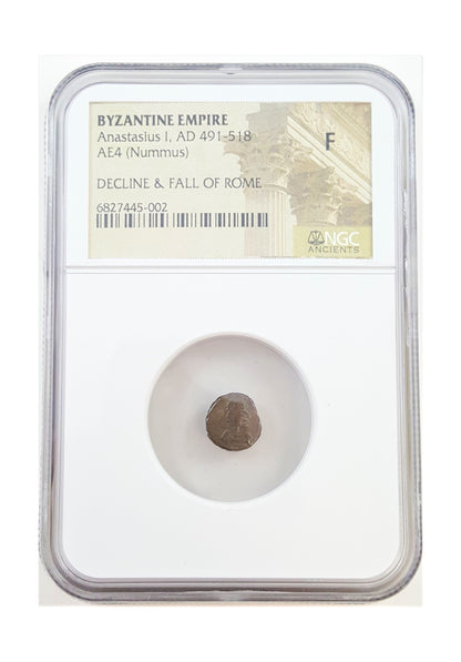 Roman Bronze AE4 Of Anastasius I (AD 491–518) NGC