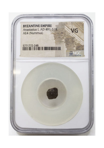 Roman Bronze AE4 Of Anastasius I (AD 491–518) NGC
