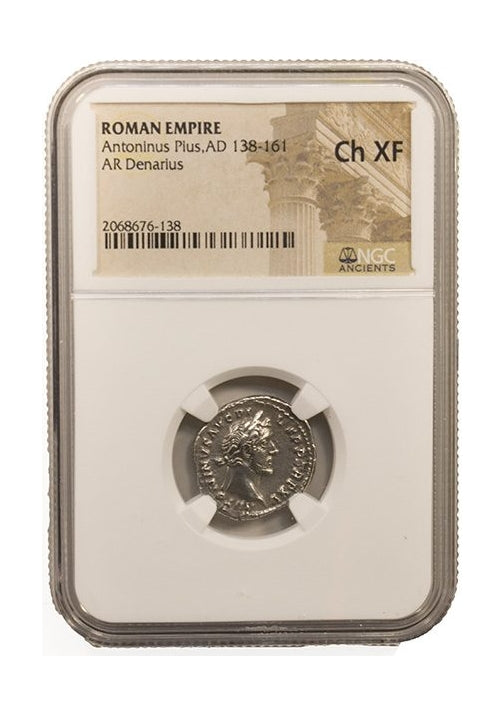 Antoninus Pius Roman Silver Denarius (AD 138-161) NGC
