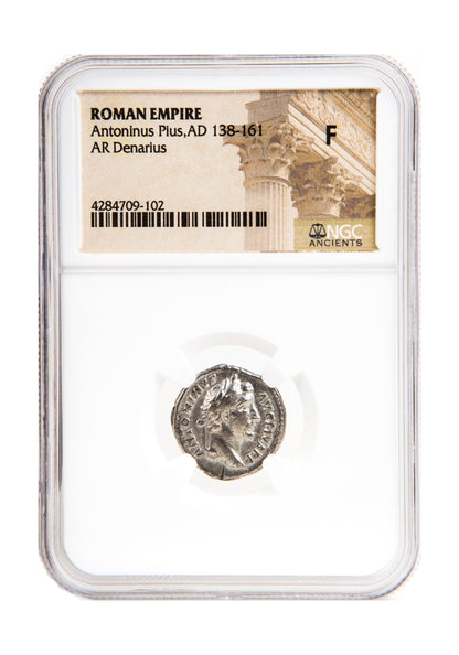 Antoninus Pius Roman Silver Denarius (AD 138-161) NGC