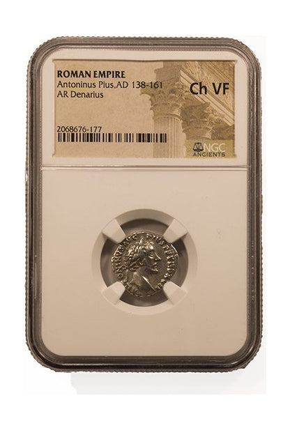 Antoninus Pius Roman Silver Denarius (AD 138-161) NGC