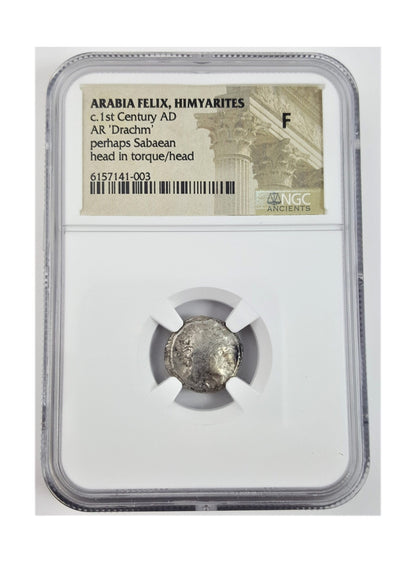 Himyarite Kingdom Arabia Felix Silver Drachm 1st Century (NGC Slab)