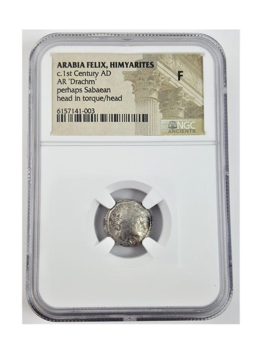 Himyarite Kingdom Arabia Felix Silver Drachm 1st Century (NGC Slab)
