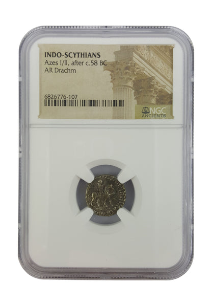 Azes II Silver Drachm – Journey of the Magi Era (c. 35 BC – AD 5) – NGC Certified