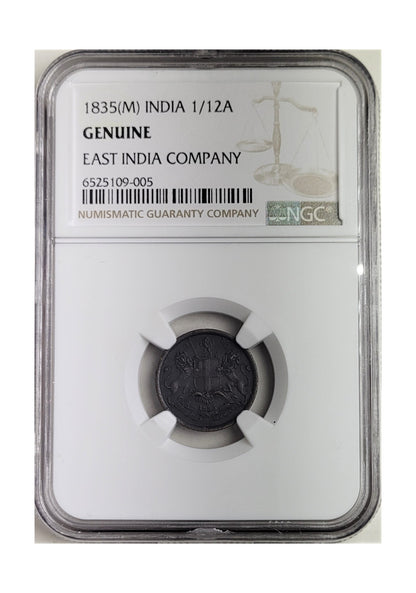 East India Company 1/12 Anna (1835) NGC – British Colonial Coinage