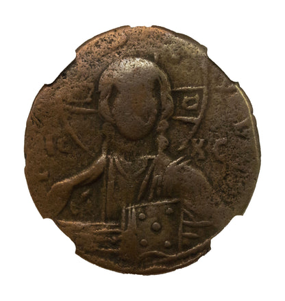 Byzantine AE2 Anonymous Folles with Bust of Christ (976-1025 CE) NGC