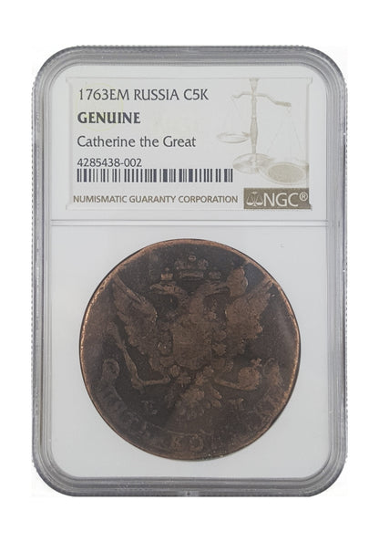 Catherine II The Great Russian 5 Kopek (AD 1767-1796) NGC