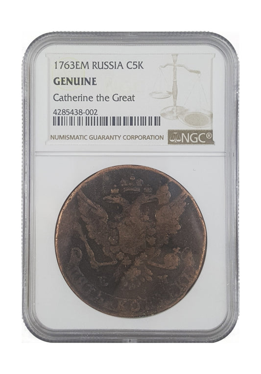 Catherine II The Great Russian 5 Kopek (AD 1767-1796) NGC