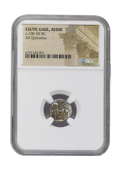 Celtic Tribes of Gaul AR Quinarius (c. 60–50 BCE) – Early Roman Rule – NGC Certified