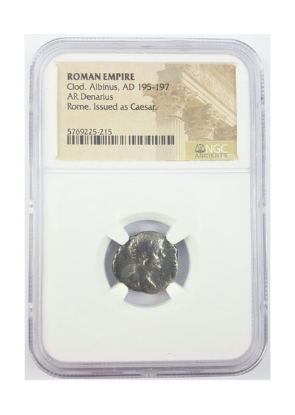 Clodius Albinus Roman Silver Denarius (AD 195–197) – NGC Certified