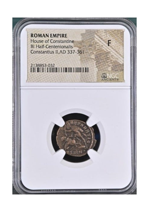 Roman Bronze AE3 Of Constantius II (AD 337–361) NGC – Fallen Horseman Reverse