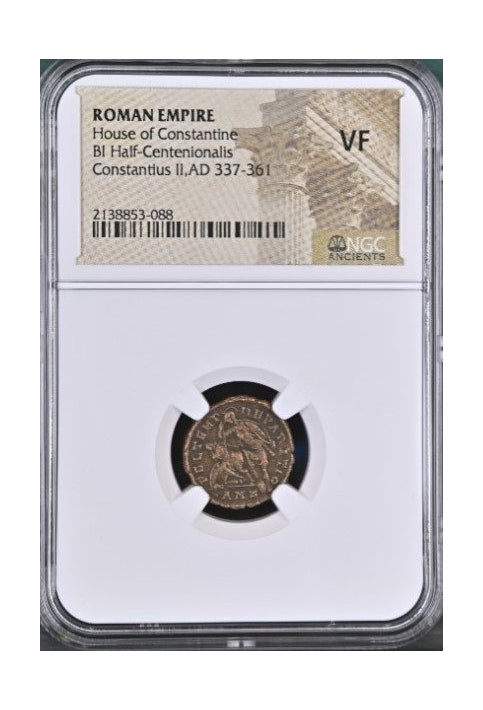 Roman Bronze AE3 Of Constantius II (AD 337–361) NGC – Fallen Horseman Reverse