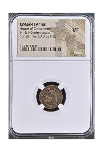 Roman Bronze AE3 Of Constantius II (AD 337–361) NGC – Fallen Horseman Reverse