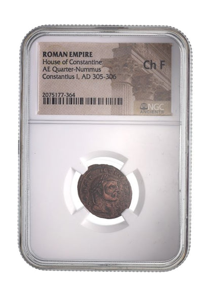 Constantius I Chlorus Roman AE3 Quarter-Nummus (AD 293-306) NGC