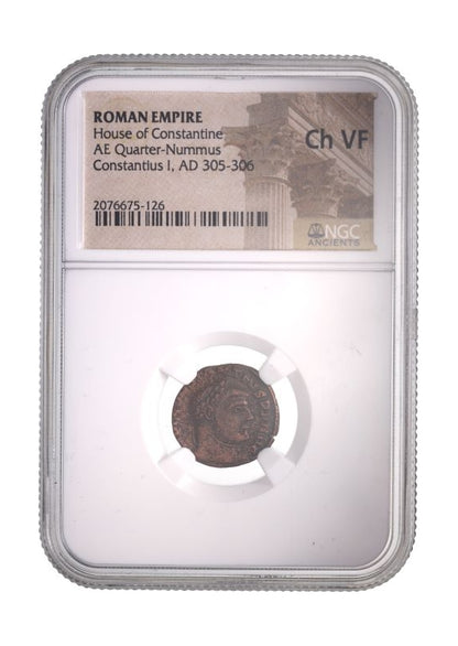 Constantius I Chlorus Roman AE3 Quarter-Nummus (AD 293-306) NGC