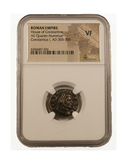 Constantius I Chlorus Roman AE3 Quarter-Nummus (AD 293-306) NGC