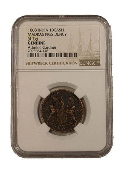 Admiral Gardner Shipwreck Treasure 10 Cash (1808) NGC