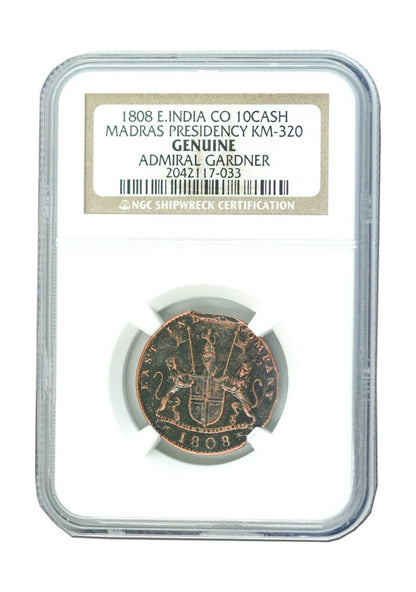 Admiral Gardner Shipwreck Treasure 10 Cash (1808) NGC