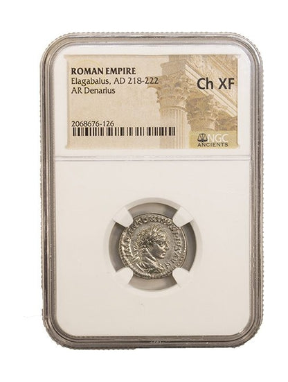 Elagabalus Roman Silver Denarius (AD 218-222) NGC