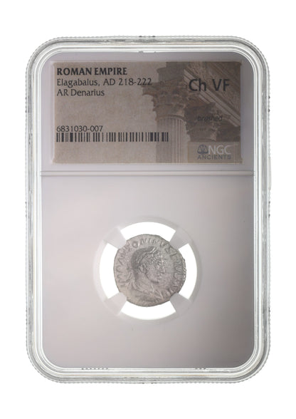 Elagabalus Roman Silver Denarius (AD 218-222) NGC
