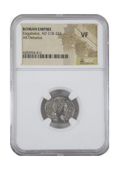 Elagabalus Roman Silver Denarius (AD 218-222) NGC