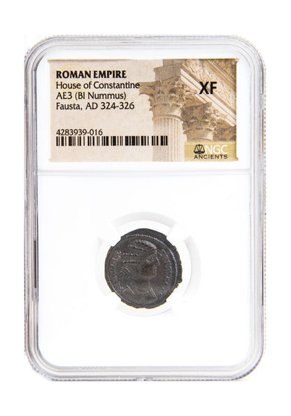 Roman Bronze AE3 Of Fausta (AD 307–326) NGC