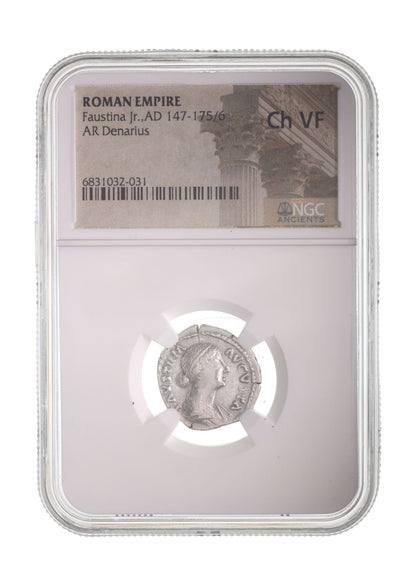 Faustina Jr. Roman Silver Antoninianus (NGC Certified Slab)