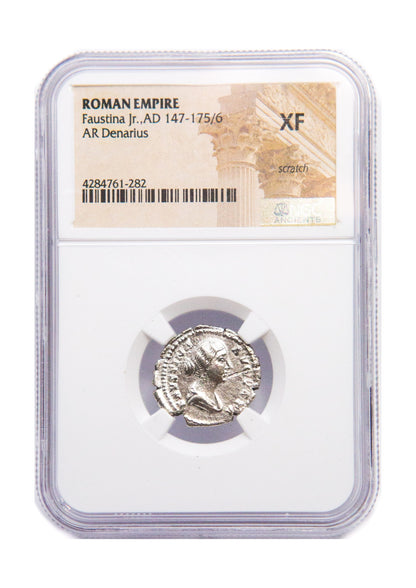 Faustina Jr. Roman Silver Antoninianus (NGC Certified Slab)
