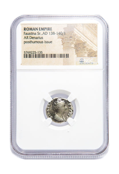 Faustina Sr. Roman Silver Denarius (AD 138-140) NGC