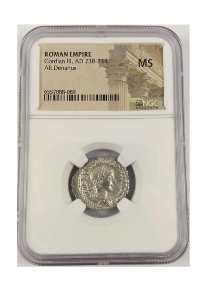 Gordian III Roman Silver Denarius (AD 238-244) NGC