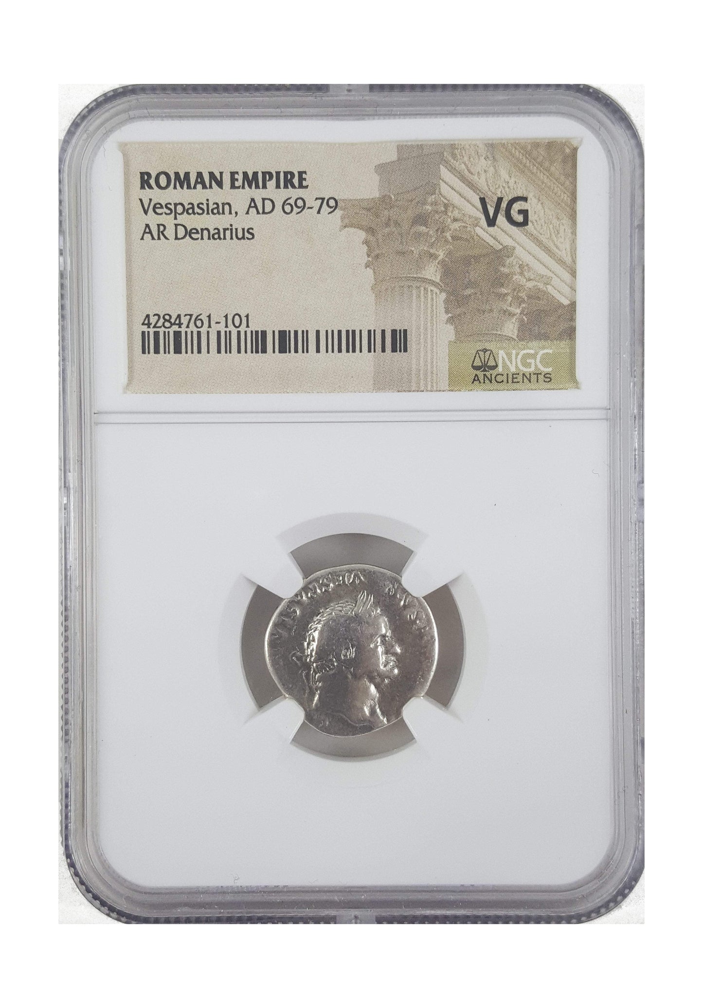 Vespasian Roman Silver Denarius (NGC Certified Slab)