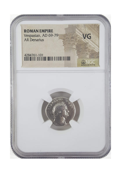 Vespasian Roman Silver Denarius (NGC Certified Slab)