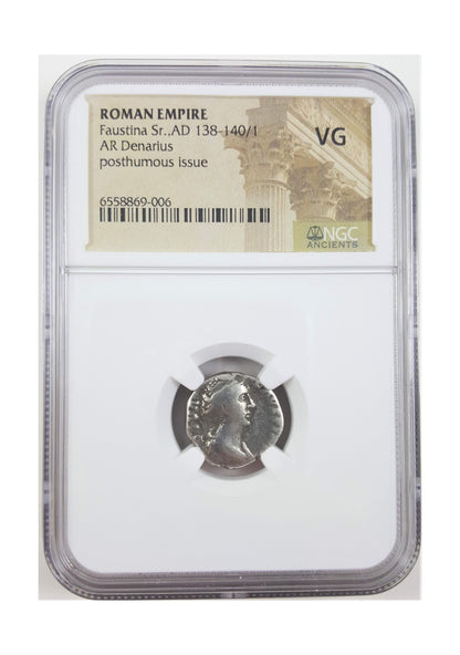 Faustina Sr. Roman Silver Denarius (AD 138-140) NGC