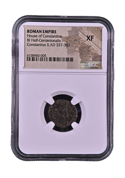 Roman Bronze AE3 Of Constantius II (AD 337–361) NGC – Fallen Horseman Reverse
