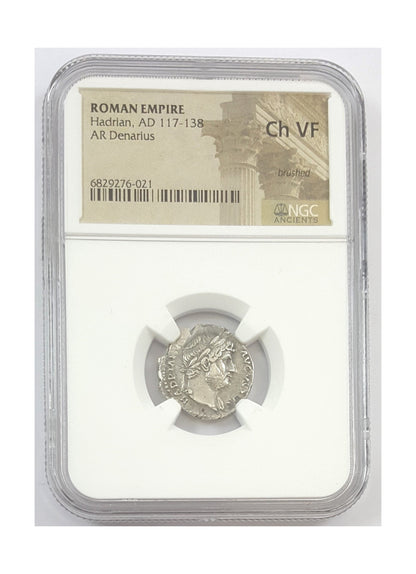 Hadrian Roman Silver Denarius (AD 117-138) NGC