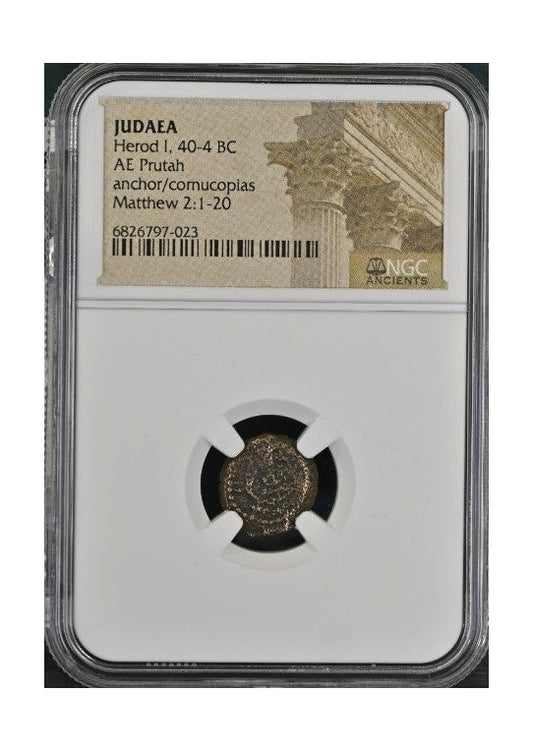 Herod I Judaea AE Prutah (40-4 BC) NGC