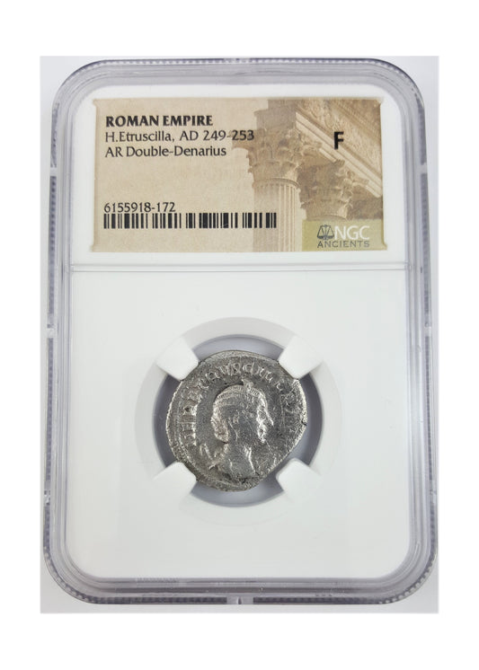Herennia Etruscilla Roman Silver Denarius (NGC Certified Slab)