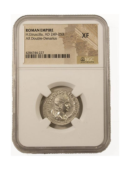 Herennia Etruscilla Roman Silver Denarius (NGC Certified Slab)