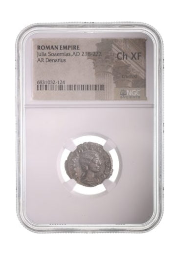 Julia Soaemias Roman Silver Antoninianus (NGC Certified Slab)