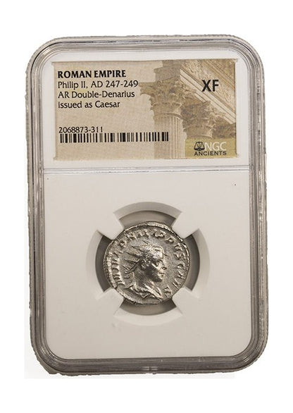 Philip II Roman Silver Antoninianus (AD 247-249) NGC