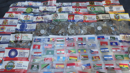 500-2000 World Coins – Organized by Country (Some Repeats)