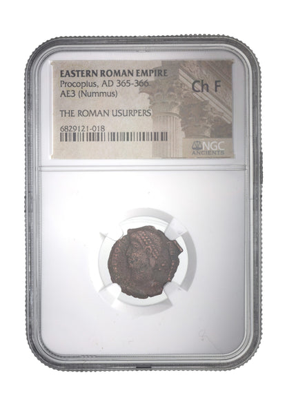 Roman Bronze AE3 Of Procopius (AD 365–366) NGC