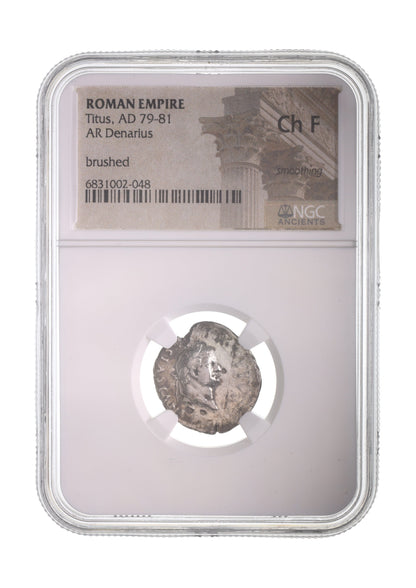 Titus Roman Silver Denarius (AD 79–81) – NGC Certified