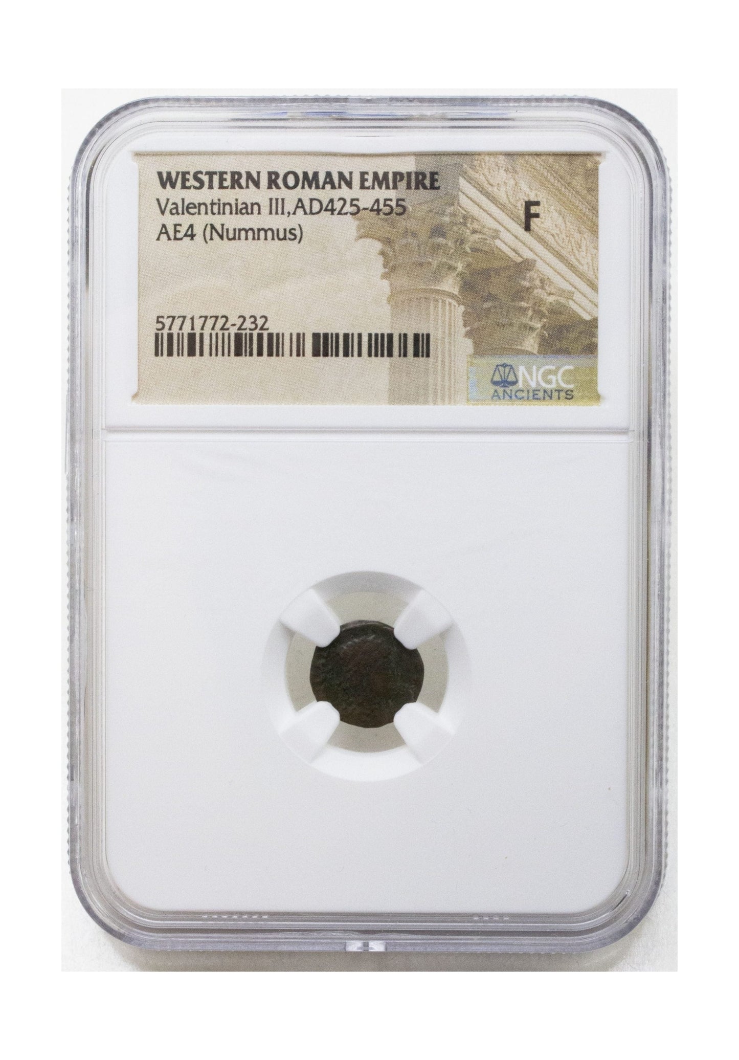 Valentinian III Roman Bronze AE4 (AD 425-455) NGC