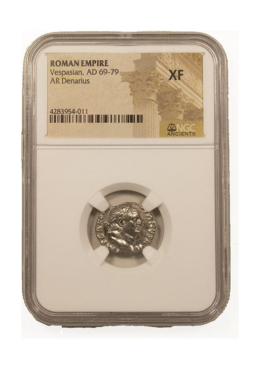 Vespasian Roman Silver Denarius (NGC Certified Slab)