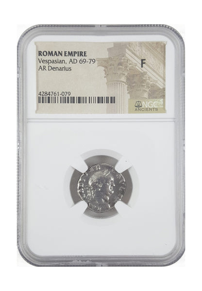 Vespasian Roman Silver Denarius (NGC Certified Slab)
