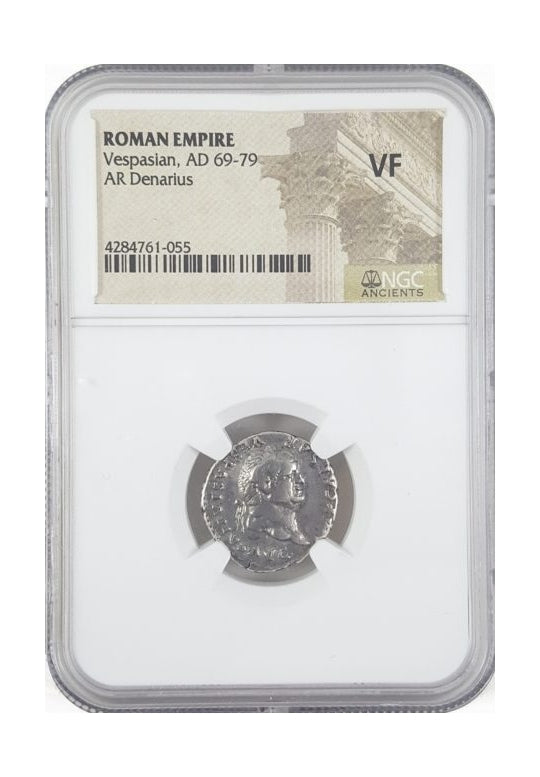 Vespasian Roman Silver Denarius (NGC Certified Slab)